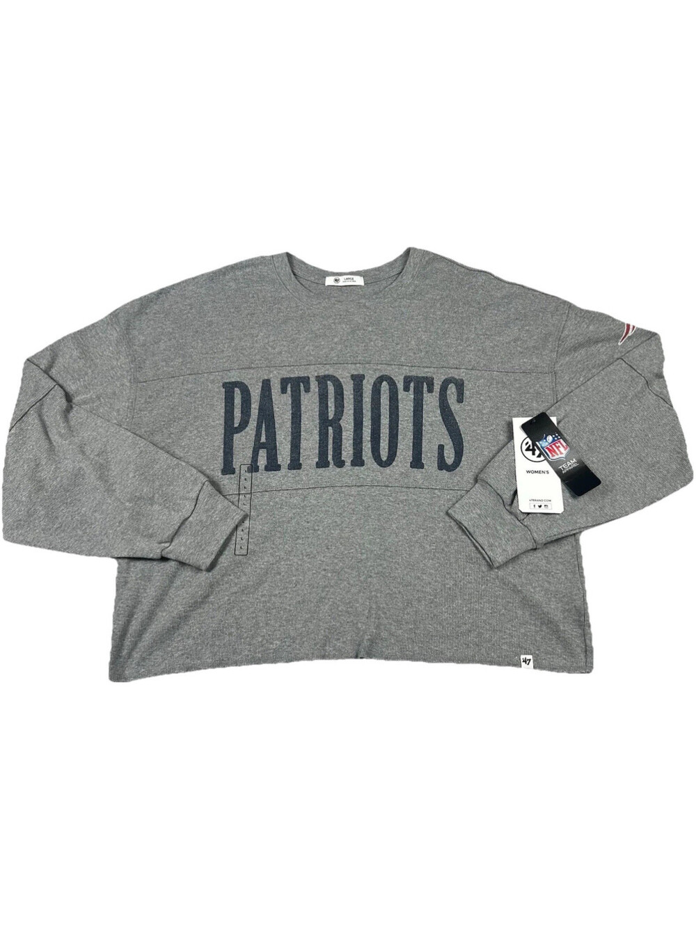 New England Patriots Womens Long Sleeves Flannel T-shirt Size Large Blue/Gray 47